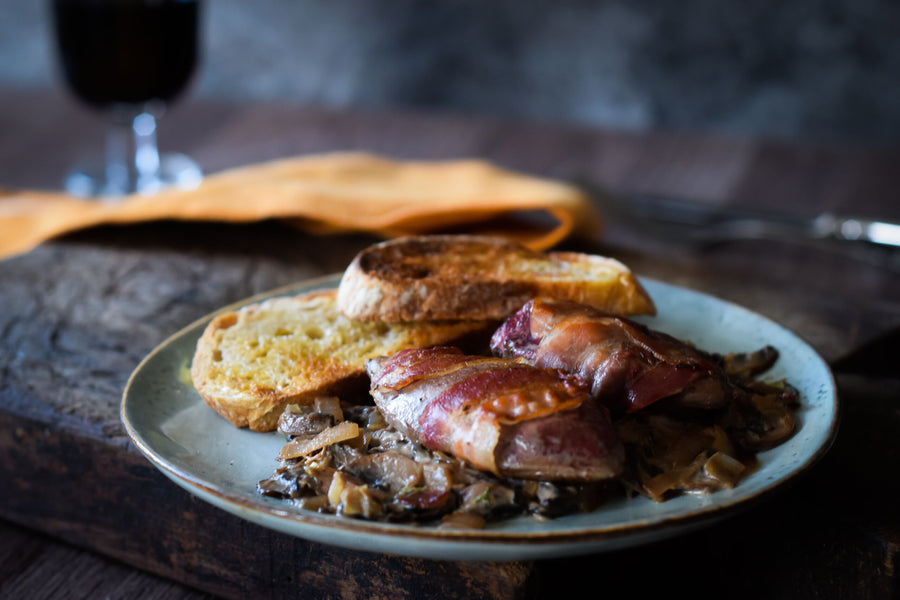 Pan-Fried Grouse with Cranberry and Mushrooms Recipe