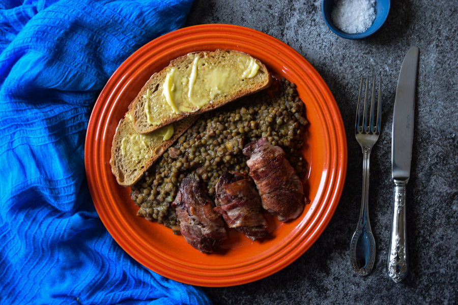 Pan Fried Grouse With Puy Lentils and Pancetta Recipe