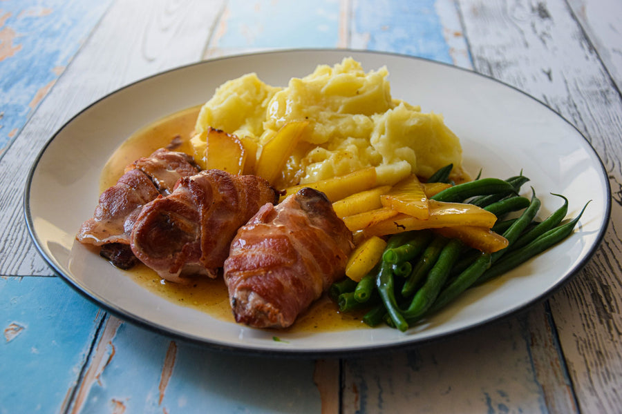 Partridge with apple and cider sauce
